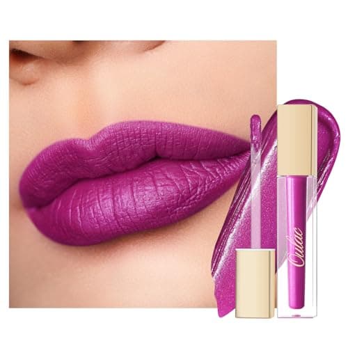 Image of Oulac Matte Liquid Purple Lipstick for Women, Fuchsia Long Lasting Lip Gloss, Waterproof Highly Pigmented Creamy Formula Lipstick with Vitamin E, Vegan, 4.5ml (MS02)