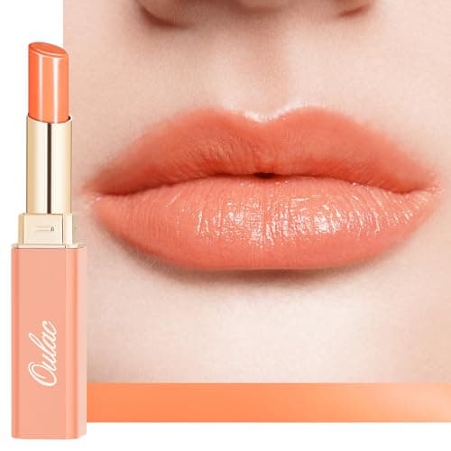 Image of Oulac Orange Lipstick - Moisture Shine Hydrating Lipstick & Tinted Lip Balm for Dry Lips, Medium Coverage Lip Colour | Juicy Look, Glossy Finish, Vegan, Cruelty-Free, Juicy Melon (21)