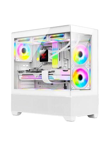 Image of IONZ KZ-V - PC Gaming ATX Case - Mid Tower | Tempered Glass, Type-C, with 3 ARGB PWM Fans | Midi Aether - White