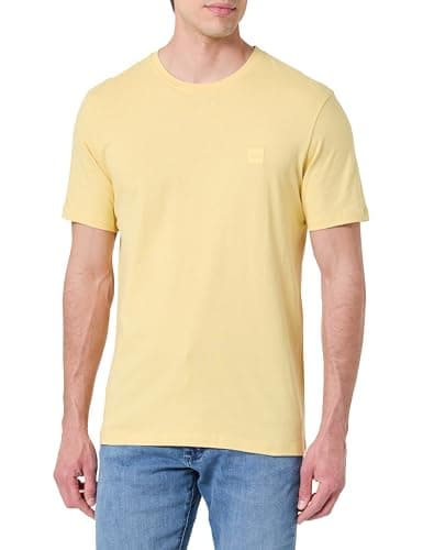 Image of BOSS Mens Regular Fit Tales T-Shirt Short Sleeve Lifestyle Open Yellow 751 L
