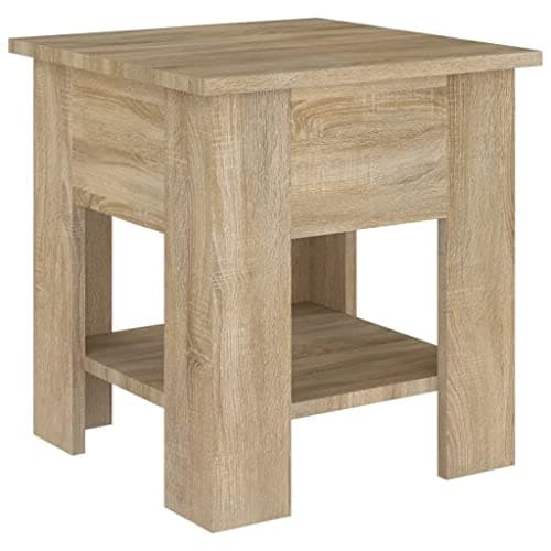 Image of vidaXL Modern Coffee Table with Storage Shelf in Sonoma Oak - Engineered Wood - Square Design for Living Room Decor❱