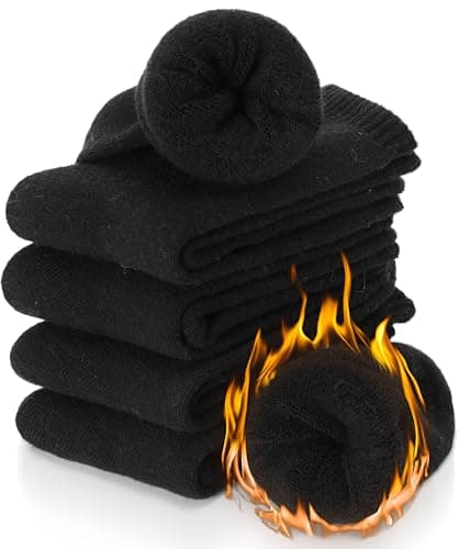 Image of PROETRADE Merino Wool Thermal Socks for Womens Walking Winter Warm Thick Cosy Gift Stocking Fillers Women Boot Crew Comfy Ladies Hiking Work Socks 5 Pack (Black)