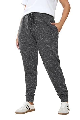 Image of Yours Curve Grey Marl Cuffed Joggers - Women's - Plus Size Curve