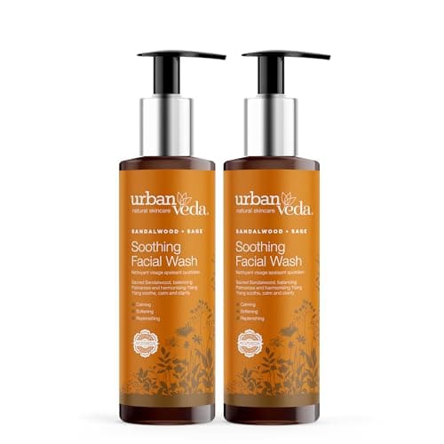 Image of Urban Veda Soothing Facial Wash |Daily Simple Face Wash | Sandalwood & Rose Water| Sensitive Skin Face Wash for Women & Men | Face Cleanser for Dry & Sensitive Skin | 2 x 150 ml