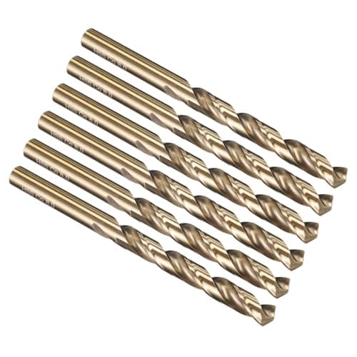 Image of PATIKIL 8mm Drill Bit, M35 Cobalt 5% High-Speed Steel Jobber Straight Shank 135° Gold Finish for Stainless Steel Hard Metal - 6 Pack