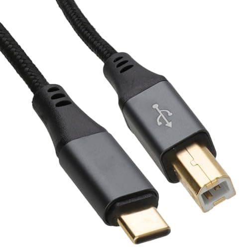 Image of kenable PRO Metal USB-C to Printer Cable Type-C to USB B Male Braided Lead Gold Plated 0.5m 50cm