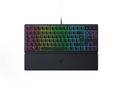 Image of Razer Ornata V3 Tenkeyless - Compact Flat Gaming Keyboard (Mecha Membrane Switches, Keycaps with Anti-UV Coating, Illuminated Separate Media Keys) QWERTZ DE Layout | Black