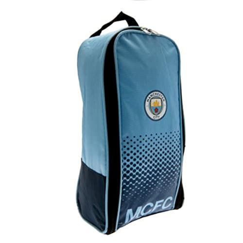Image of Manchester City F.c. Boot Bag Nylon Bootbag Zipped Opening Double Zip Pulls Approx 35cm X 18cm X
