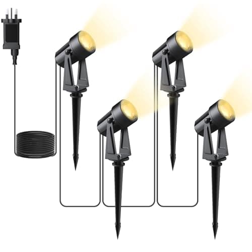 Image of Svater Garden Spotlights Mains Powered, 46FT/14m 4-in-1 LED Landscape Lights Warm White 3000K 14V IP65 Waterproof Outdoor Garden Lights Pathway Lighting for Lawn Yard, Patio,Driveway,Party