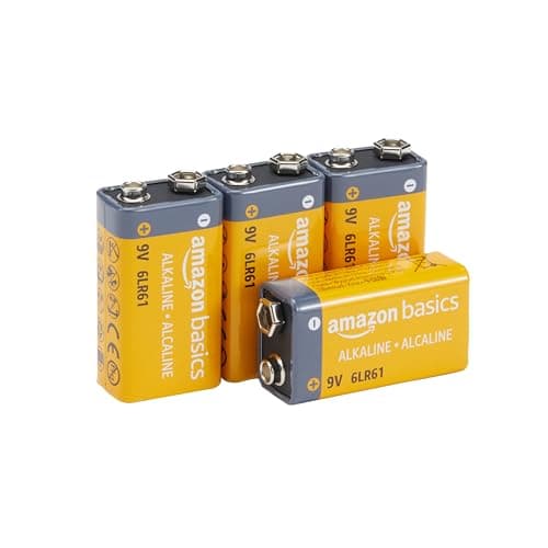 Image of Amazon Basics 4-Pack 9V Alkaline Batteries, 9V/6LR61, 5-Year Shelf Life - for Smoke/CO Detector, Electronics & Audio
