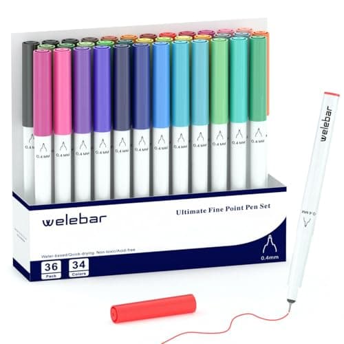 Image of Welebar 0.4 Tip Pens Set For Cricut Maker 3/Maker 4/Explore 3/Explore 4/Air 2, 36 Pack Ultimate Fine Point Pens for Writing and Drawing, Compatible with Cricut Machines