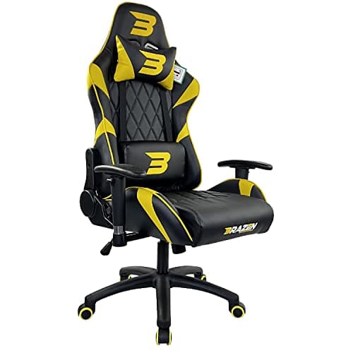 Image of BraZen Venom Ergonomic PC Office Computer Adult Gaming Chair for Adults PC Office Computer Adult Gaming Chair Gamers Chairs for Adults Video Game Chairs Gamer Ergonomic - Yellow