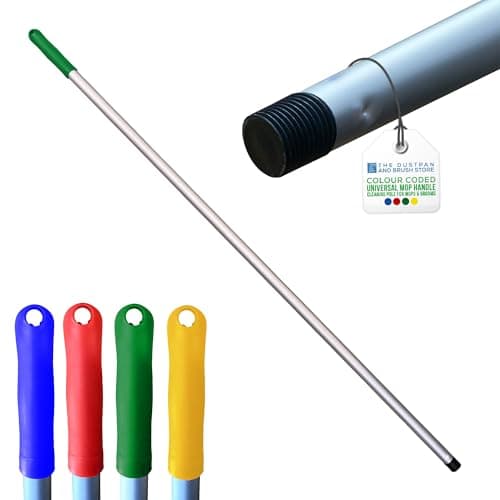 Image of Colour Coded Mop and Broom Handle Replacement – 120cm Long Aluminium Handle Screw End, Interchangeable That Fits Most Broom and Mop Head (Green)