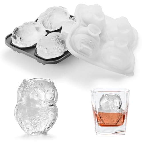 Image of Nax Caki 3D Owl Ice Cube Mold Fun Shapes, Hedwig Owl Gifts for Women & Harry-Potters Movie Lovers, Cute Large Craft Ice Mold, Big Cat Ice Cube Trays for Whiskey Cocktails Bourbon