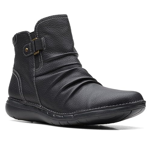 Image of Clarks Women's Un Loop Top Ankle Boot, Black Leather, 6 UK