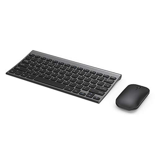 Image of seenda WGJP-031 Small Wireless Keyboard and Mouse, Ultra Compact Rechargeable USB Keyboard and Mouse Combo with Portable Size Low Profile Keys for Windows XP/7/8/10/11 Laptop Computer, Black and Grey