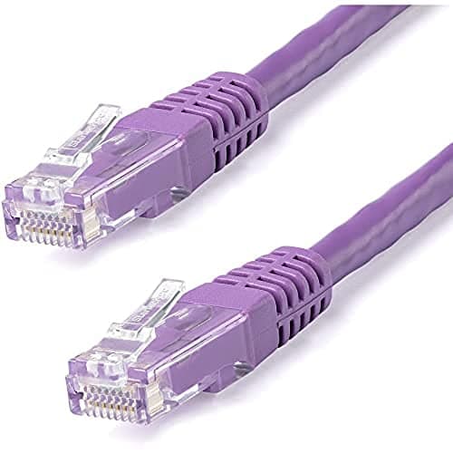 Image of StarTech.com 15ft CAT6 Ethernet Cable - Purple CAT 6 Gigabit Ethernet Wire -650MHz 100W PoE RJ45 UTP Molded Network/Patch Cord w/Strain Relief/Fluke Tested/Wiring is UL Certified/TIA (C6PATCH15PL)