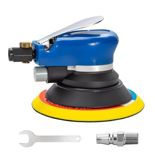 Image of 6" Air Random Orbital Sander 150mm Dual Action Pneumatic Air Powered Palm Sander with Adjustable Speed Hook Loop Disc Professional Surface Polishing Sanding Tool for WoodMetal Auto Body (1pc)