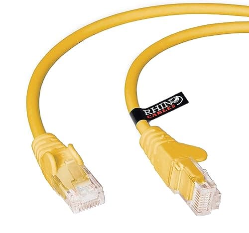 Image of rhinocables CAT 5e High-Speed Ethernet Cable - Reliable LAN Network RJ45 Cable for Fast Internet & Data Transfer | Durable WiFi Broadband Cable for Gaming & Streaming, (5m, Yellow, Pack of 1)