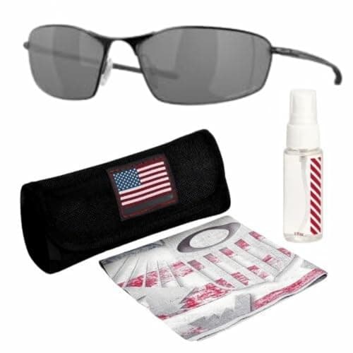Image of Oakley WHISKER OO4141 Oval Shape Sunglasses With Official Eyewear Kit, Satin Black Frame | Prizm Black Polarized Lens, 60 Mm