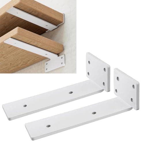 Image of 2 Pack Heavy Duty Shelf Brackets for Wall Mounting, with a Sturdy 75kg Load Capacity, T - Shaped Suspension Installation, Support Wall Hanging (White, 20cm)