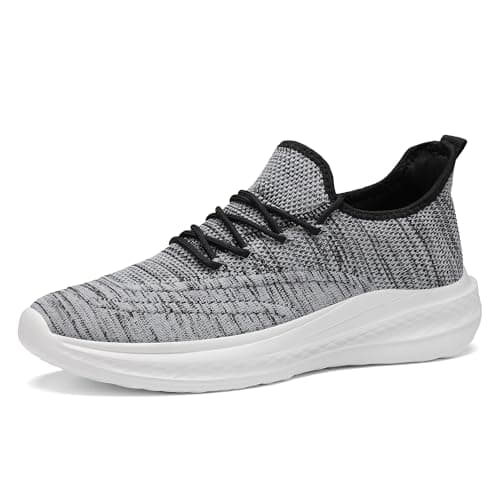 Image of VAMJAM Men's Running Shoes Slip On Walking Shoes Non Slip Lightweight Workout Breathable Gym Sneakers Fashion Mesh Sneakers, Black/White, 13