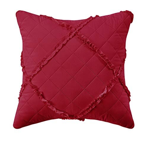 Image of THL Embossed Quilted Pair Cushion Covers Cushion Pad Cover (Red, 2 x Cushion Cover 43 x 43 cm)