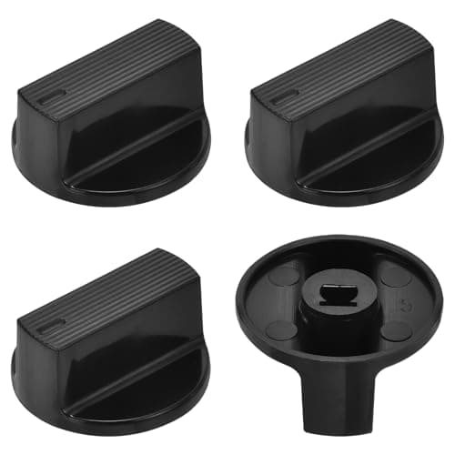 Image of sourcing map 4 Pcs Rotary Potentiometer Knob 6mm Hole Raised D Shaft, 0.7" H x 1.3" Dia Black Plastic Volume Knobs Cap for Electrical Switch, Volume Control Knob