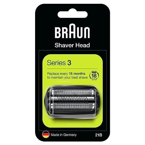 Image of Braun Series 3 Electric Shaver Original Replacement Head, Easily Attach Your New Shaver Head, Compatible with All Series 3 Electric Shavers, 21B, Black
