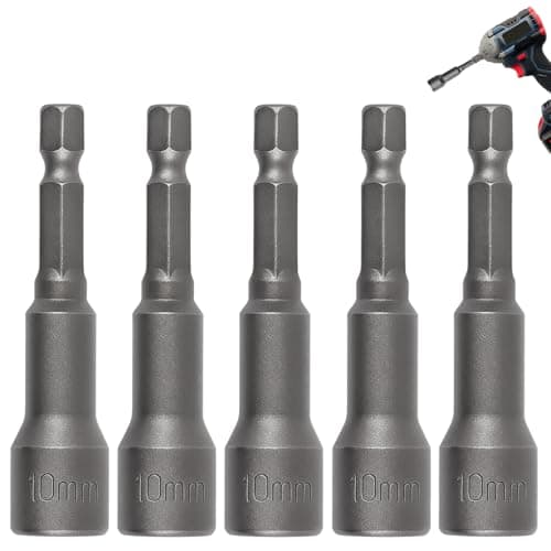 Image of 10mm hex bit, 10mm Socket, Impact Drive Socket Sets, Allen Key Drill Bit Set, Magnetic Nut Driver, 1/4" Drill Screwdriver Bits Setter, 1.89" Length, Metric (5 Pcs)