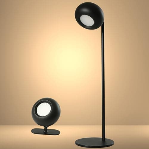 Image of TEKLED® Detachable LED Desk Lamp | 3 CCT Stepless Dimmable with Minimalist Design | 3W 180LM Touch Switch with 3 Color Levels | Eye Protection for Bedside Reading, Office Work, Students - Round Black
