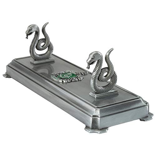 Image of The Noble Collection Harry Potter Slytherin Wand Stand - 8in (20cm) Silver-Coloured Individual Wand Stand - Harry Potter Film Set Movie Props Wands - Gifts for Family, Friends & Harry Potter Fans