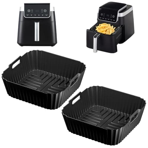 Image of 2pcs Silicone Air Fryer Liners for Ninja Air Fryer MAX PRO AF180UK 6.2L, Reusable Airfryer Silicone Trays for Ninja Air Fryer PRO AF140UK 4.7L, Non-Stick Air Fryer Accessories for Kitchen