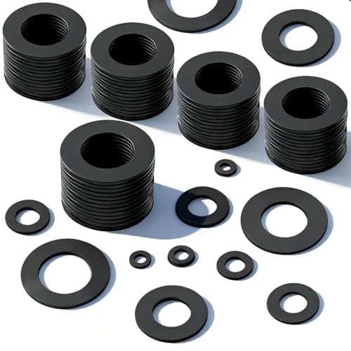 Image of NZNSML 150 Pcs Nylon Flat Washers M3 x 6 x 1.2 mm Black Plastic Washers for Screws Round Gasket Fastener Sealing Gasket for Plumbing Tap Screws Bolts Pipes Mechanical Repair