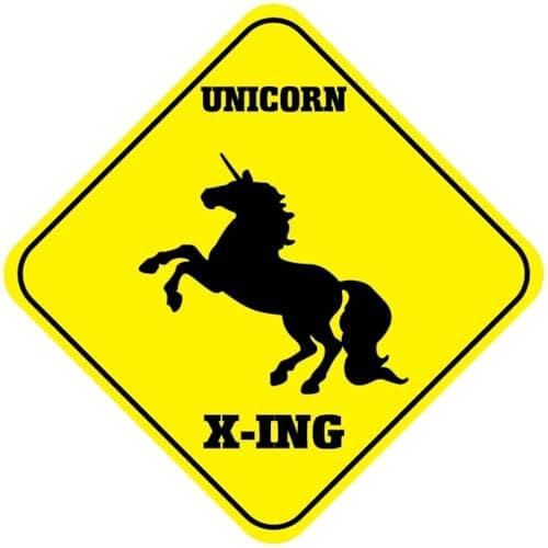 Image of Yellow Aluminum Crossing Sign Unicorn Cross Xing Style B Diamond Street Signal