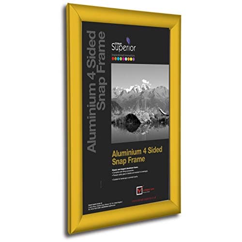 Image of SECO Stewart Superior A4 Aluminium 4 Sided 25mm Front Loading Picture/Poster Snap Frame - Powder Coated Gold,PCGOLDA4