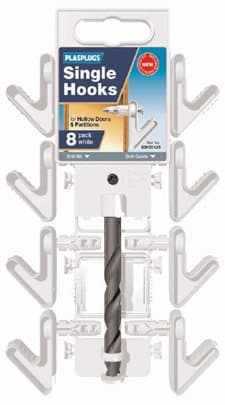 Image of Plasplugs SSH551US Single Hook Installation Kit - White Cd/8 (Pack of 10)