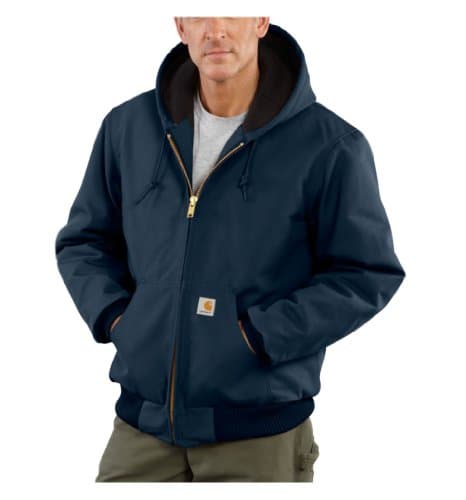 Image of Carhartt Men's Loose Fit Firm Duck Insulated Flannel-lined Active Jacket work utility outerwear, Dark Navy, XL UK