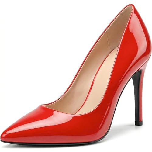 Image of Women Stiletto High Heel Pointed Pumps Ladies Party Clubbing Work Court Shoes Size 3-12 (7 UK, Red Patent)