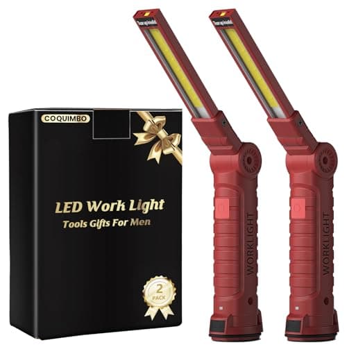 Image of Coquimbo LED Torch Rechargeable Work Light, Gifts for Men Dad Him Inspection Lamp Light with Magnetic Base 360° Rotate Camping Grill Lights (2 Pack, Red)