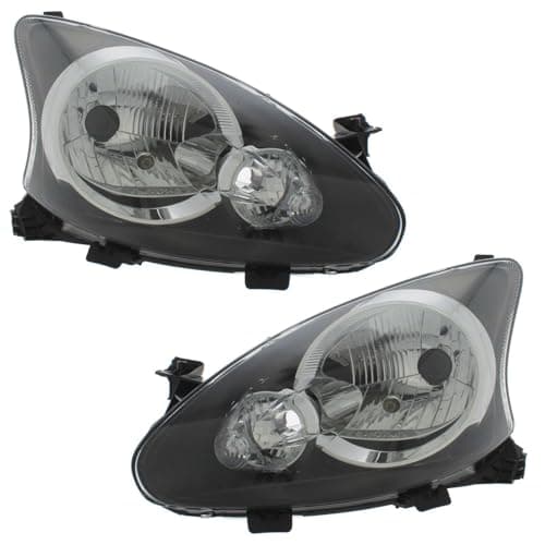 Image of XYZ Parts Replacement Headlight Assembly Electric Adjustment Black Inner Halogen Compatible With Toyota Aygo Mk1 Hatchback 2005-2015 For UK 1 Pair Drivers Side Right Hand & Passengers Side Left Hand