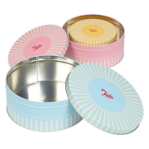Image of Tala Traditional Cake Storage Tins, Set of 3 Round Nesting Cake Storage Tins, Perfect for storing Cakes, Biscuits and Savoury Treats, Sizes, 25.5cm x 10cm, 22 x 9.5cm and 17cm x 8.2cm