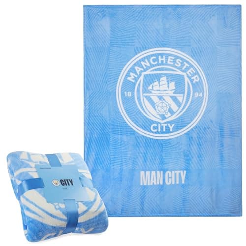 Image of Manchester City F.C. Fleece Bed Blanket Soft Bed Throw 125 x 150cm Gifts for Him (Light Blue)