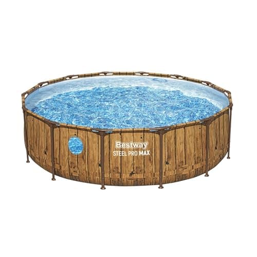 Image of Bestway Steel Pro Max Above Ground Pool, Metal Frame Round Swimming Pool, Family Swimming Pool with Windows, Complete Set 14ft