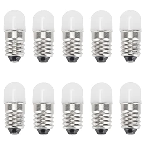 Image of GutReise E10 LED Bulbs 12V Warm White,10pcs AC/DC E10 Miniature Screw LED Lamps 0.5Watts 65Lm (12V, Warm White)