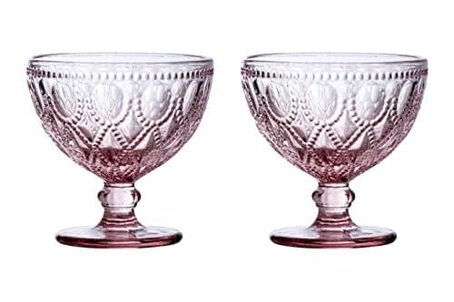 Image of Premier Housewares Fleur Sundae Dishes, Glass, Pink, 11 x 11 x 11 cm