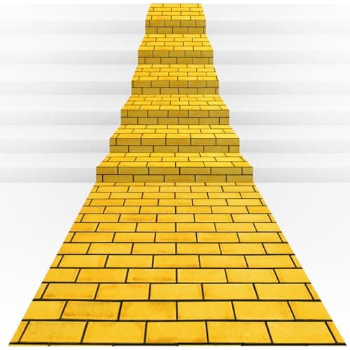 Image of 6Pcs Total 4.5x54 Feet Yellow Brick Road Floor Runner for Wizard Oz Party Decorations,Long Disposable Brick Stone Wall Backdrop Tablecloth for Halloween Princess Cosplay Medieval Castle Party Supplies