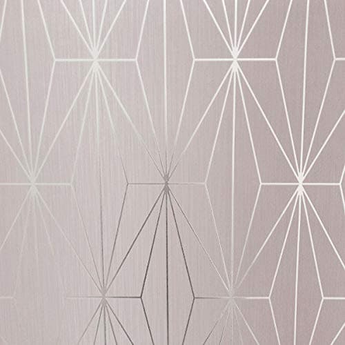 Image of Blush Pink Silver Metallic Geometric Wallpaper Triangles Vinyl Y�L Kayla
