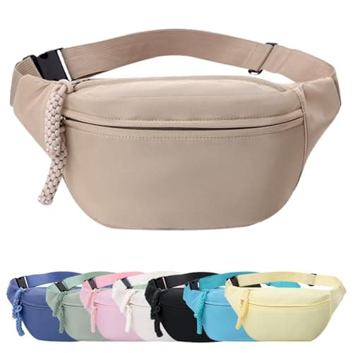 Image of Mayoii Bumbags for Ladies, Fanny Pack for Women Men with Adjustable Belt, 2-Zipper Pockets, Large Capacity, Lightweight Waist Bag Suitable for Daily Use (A-Khaki)