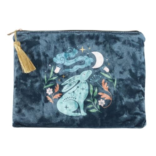 Image of Midnight Hare Velvet Makeup Bag - Elegant Rabbit Design, Compact Cosmetic Pouch for Travel and Daily Use, Stylish Gift Idea